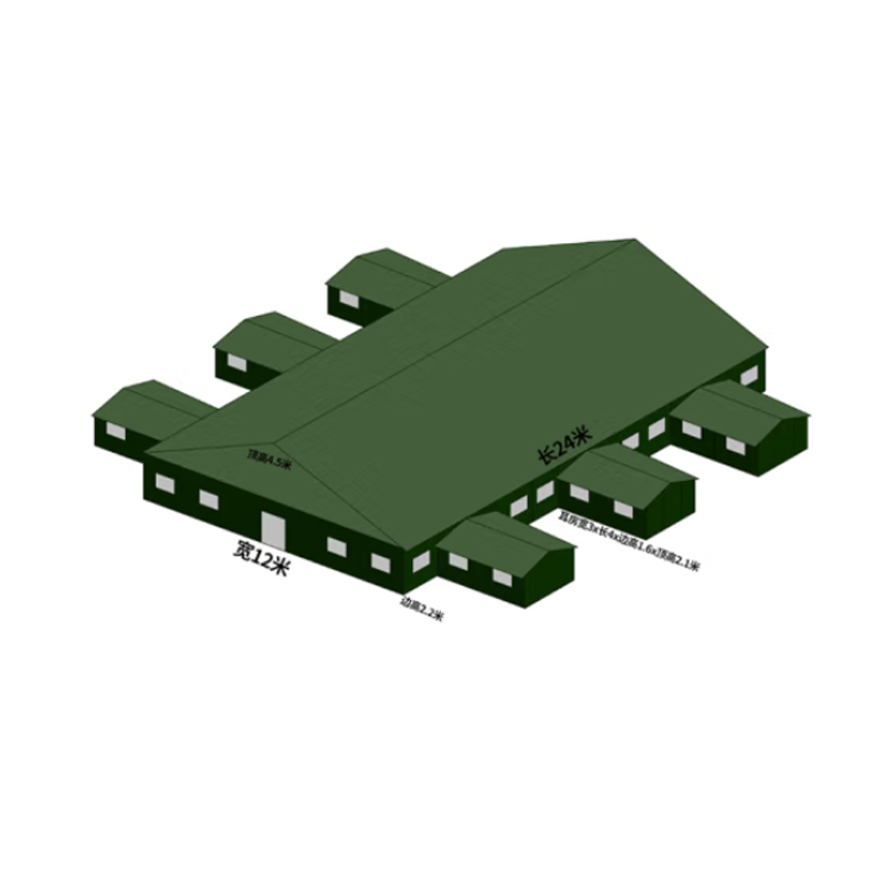 12*24米棉帐篷配6顶3*4米耳房参数